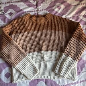 Elegant Brown and Cream Knit Sweater